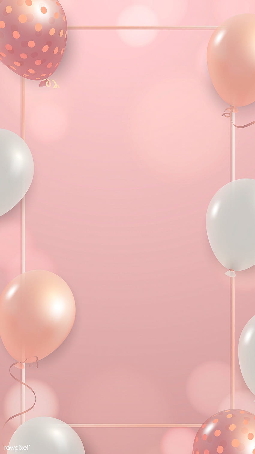 White and pink balloons frame design mobile phone vector HD phone wallpaper