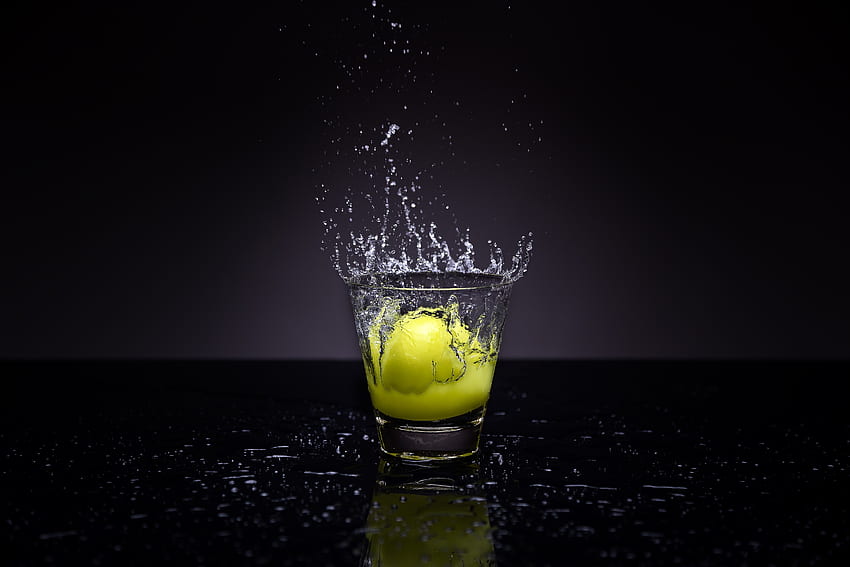 Water, Food, Spray, Glass, Lemon HD wallpaper
