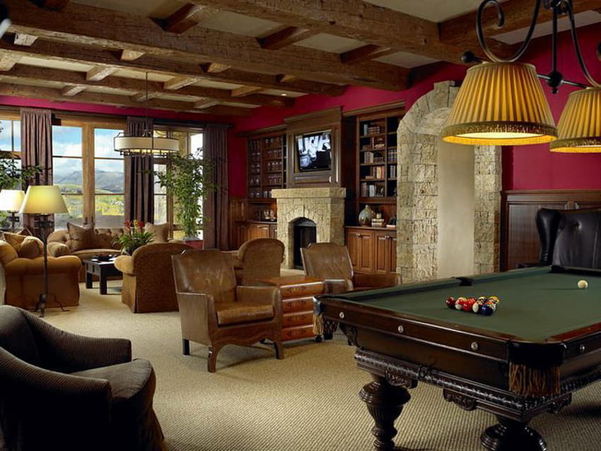 Villa, sala de estar, luxo, casa papel de parede HD