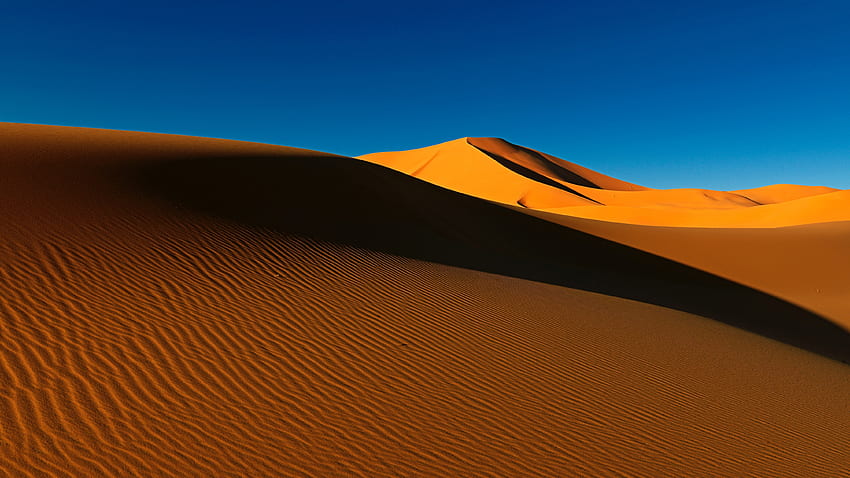 Sahara Desert , Sand Dunes, Algeria, Soil, Daytime, Blue Sky, Nature, Sahara HD wallpaper
