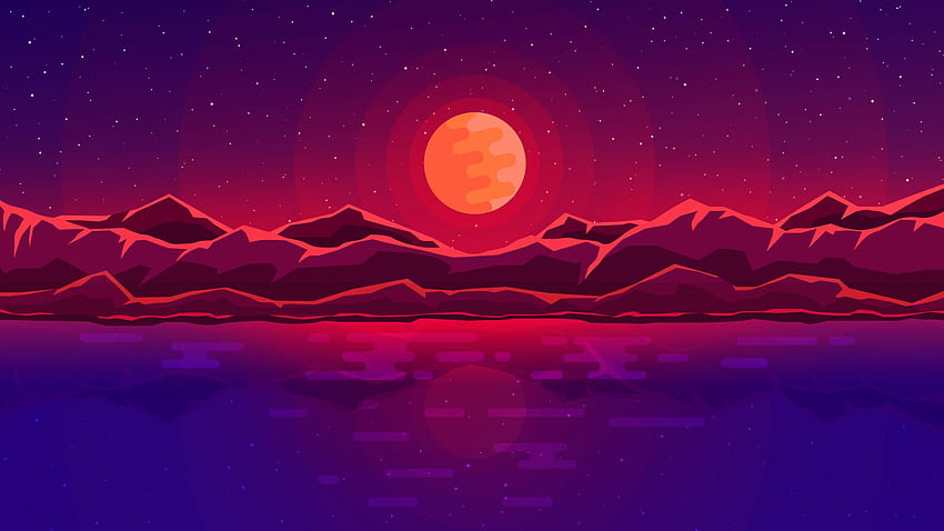 Moon rays, red space, sky, abstract, mountains, dual wide, 16:9, , ,  background, 5365, 2560x1440 Red HD wallpaper | Pxfuel