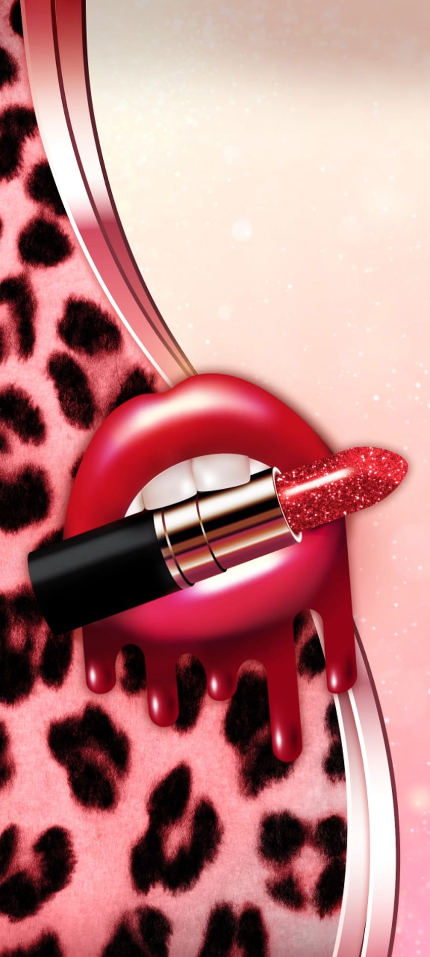 Pink Leopard Lips, magenta, Glitter, Curve, Pastel, luxury, Premium HD phone wallpaper