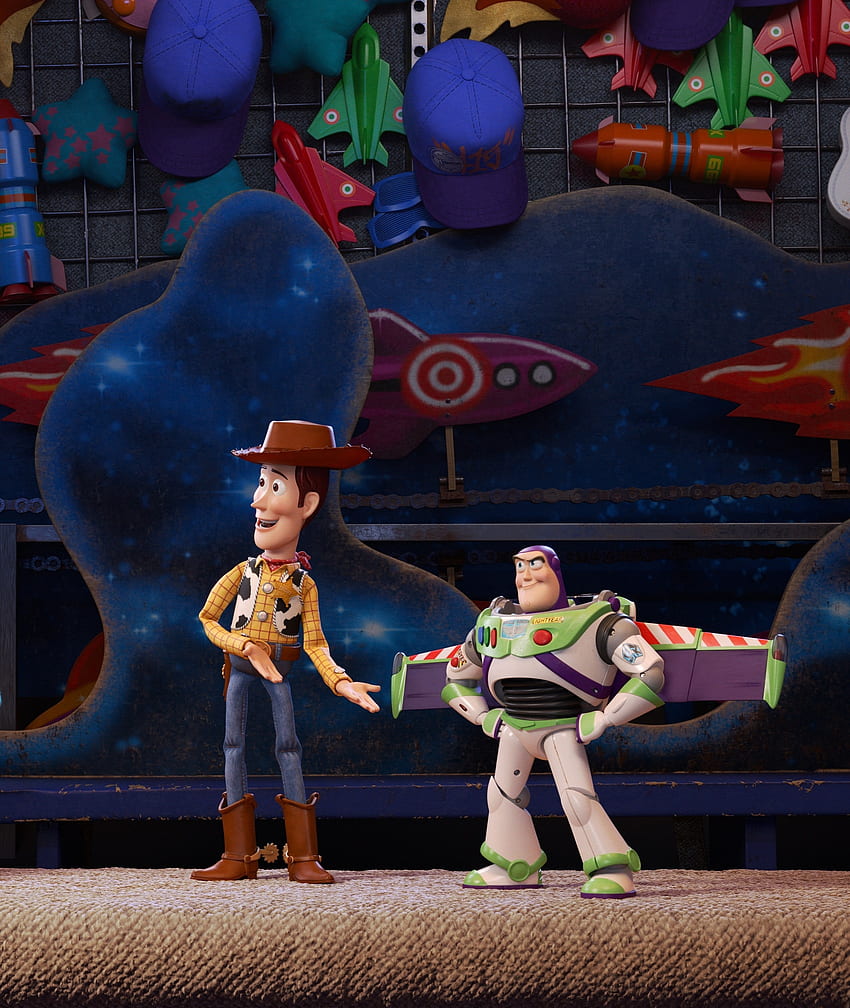 Toy Story 4, Woody, Buzz Lightyear, film d'animazione, 2019 Sfondo del telefono HD