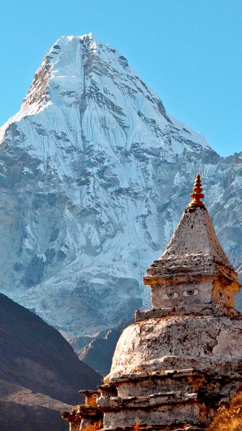 Himalayas ama dablam temple mountain iPhone . Sunset iphone , Himalayas, iPhone, Tibet Temple HD phone wallpaper
