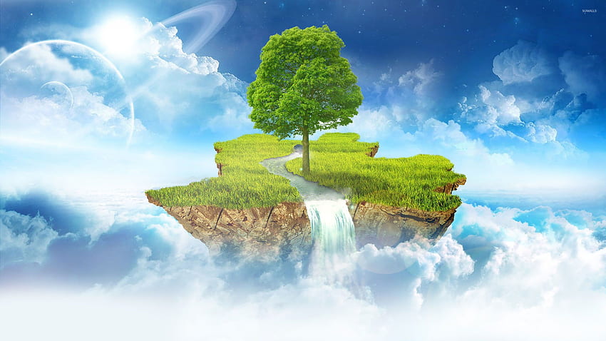 Floating island in the clouds - Fantasy, Sky Island HD wallpaper