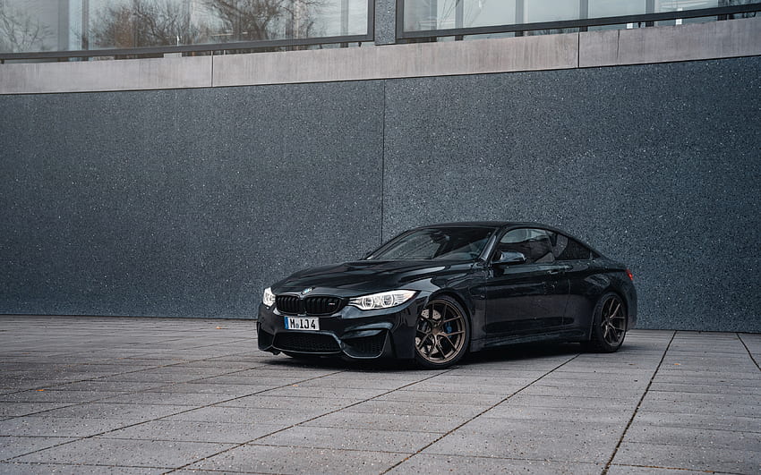 BMW M4、F82、正面図、黒のM4 F82、エクステリア、ドイツ車、BMW 高画質の壁紙
