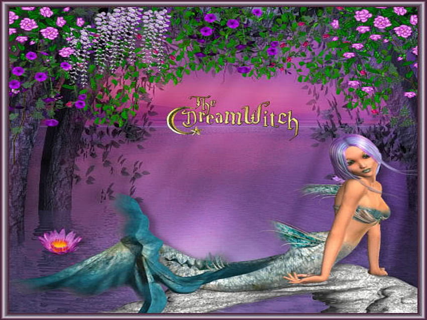 mermaid, purple, dreamwitch, siren, flower HD wallpaper
