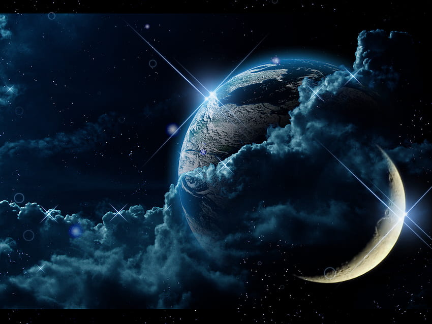 Earth Science Powerpoint Background Abstract earth with moon, Science Abstract HD wallpaper