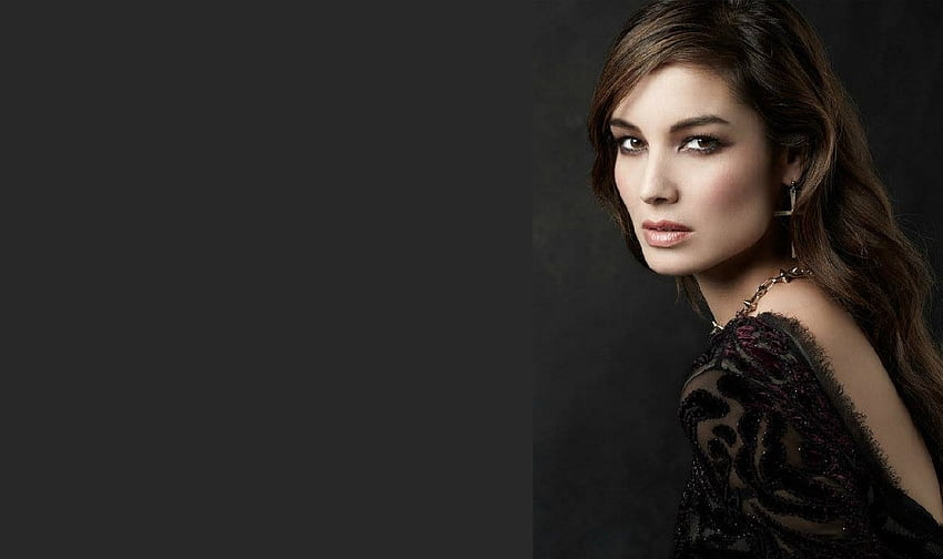 Gorgeous Berenice Marlohe, jewelry, black lace dress, brunette, pretty eyes HD wallpaper