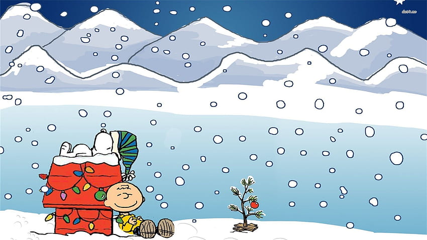 Charlie Brown and Snoopy, Cartoon Winter HD wallpaper