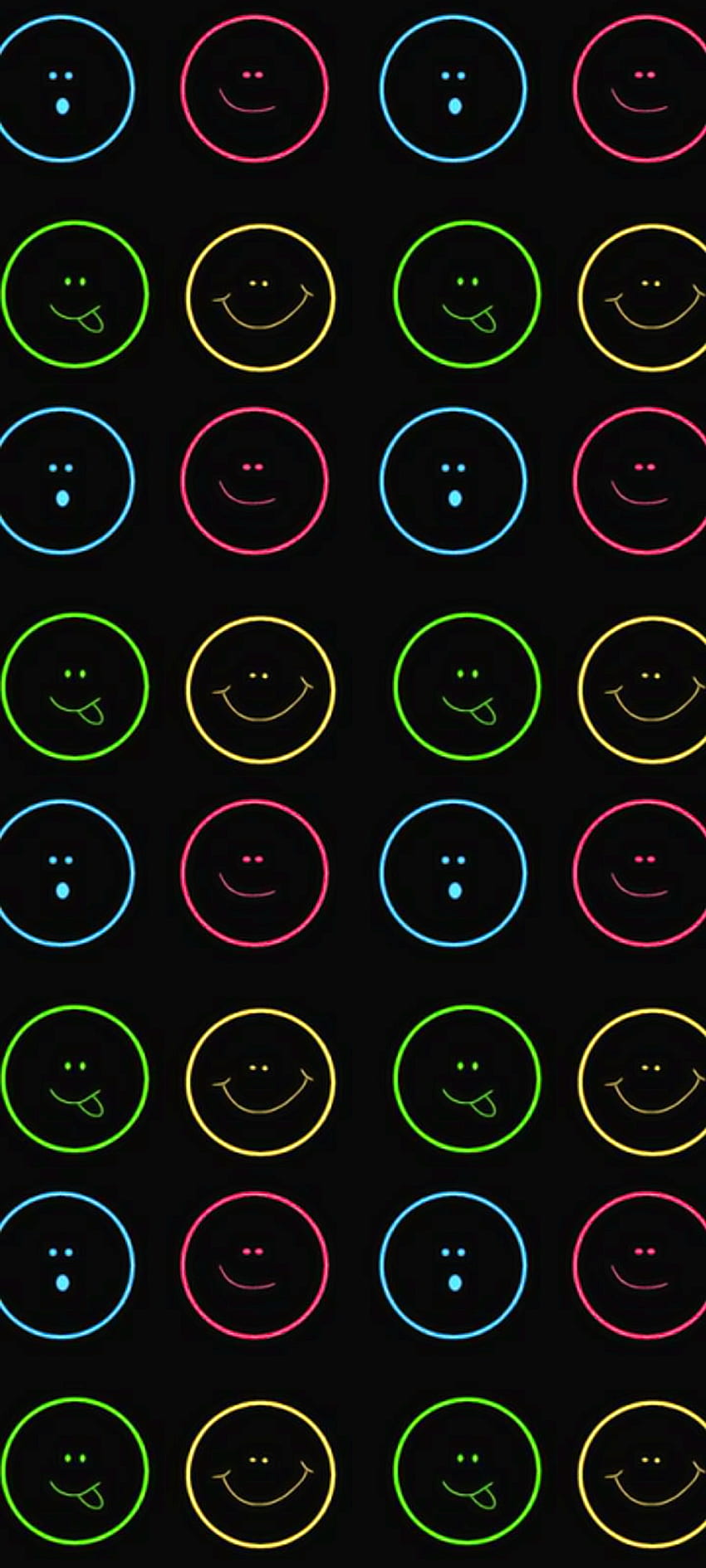 Colorful Neon Smilies, faces, smiley HD phone wallpaper