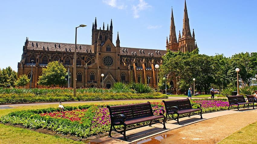 Australia Sydney Cathedral Church Travel HD wallpaper