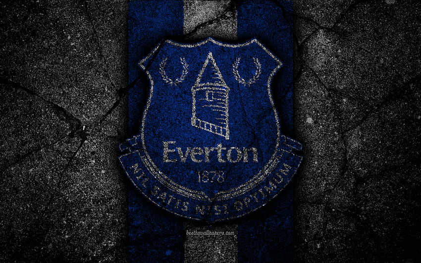 Everton FC, , logo, Liga Premier, grunge, Inggris, tekstur aspal, Everton, batu hitam, sepak bola, sepak bola, FC Everton untuk dengan resolusi . Kualitas tinggi Wallpaper HD