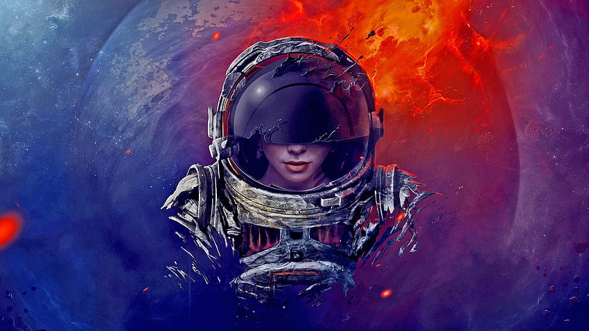 astronaut, space, 3D, CGI, women HD wallpaper