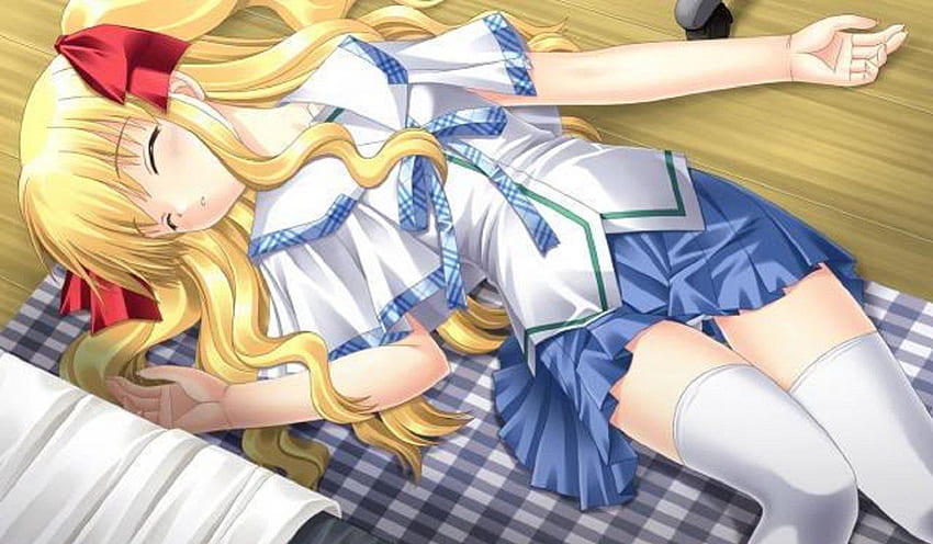 Tired School Girl, lazy, tired, sleeping, cant think of a fourth HD wallpaper