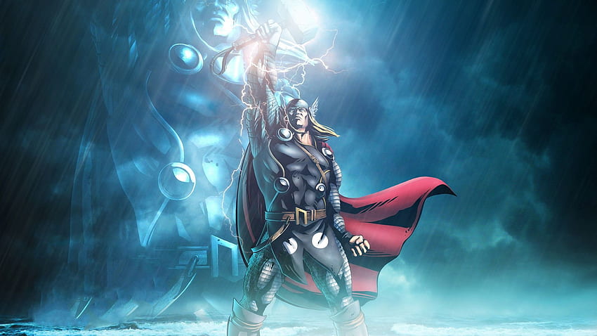 maravilla, dios del rayo, thor, arte, dual fondo de pantalla