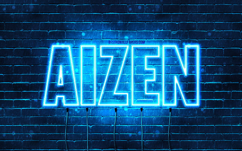 Happy Birtay Aizen, , blue neon lights, Aizen name, creative, Aizen Happy Birtay, Aizen Birtay, popular japanese male names, with Aizen name, Aizen HD wallpaper