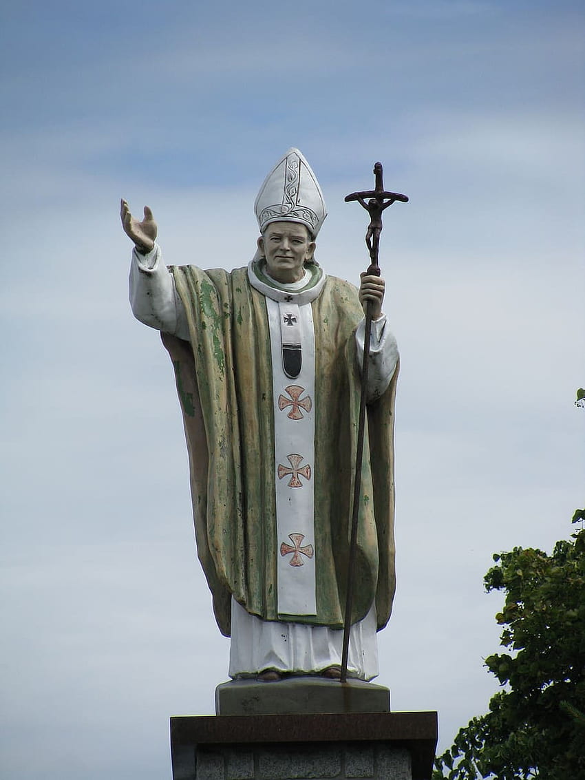 : figure, pope john paul ii, lichen, human representation, statue, Pope John Paul 2 HD phone wallpaper