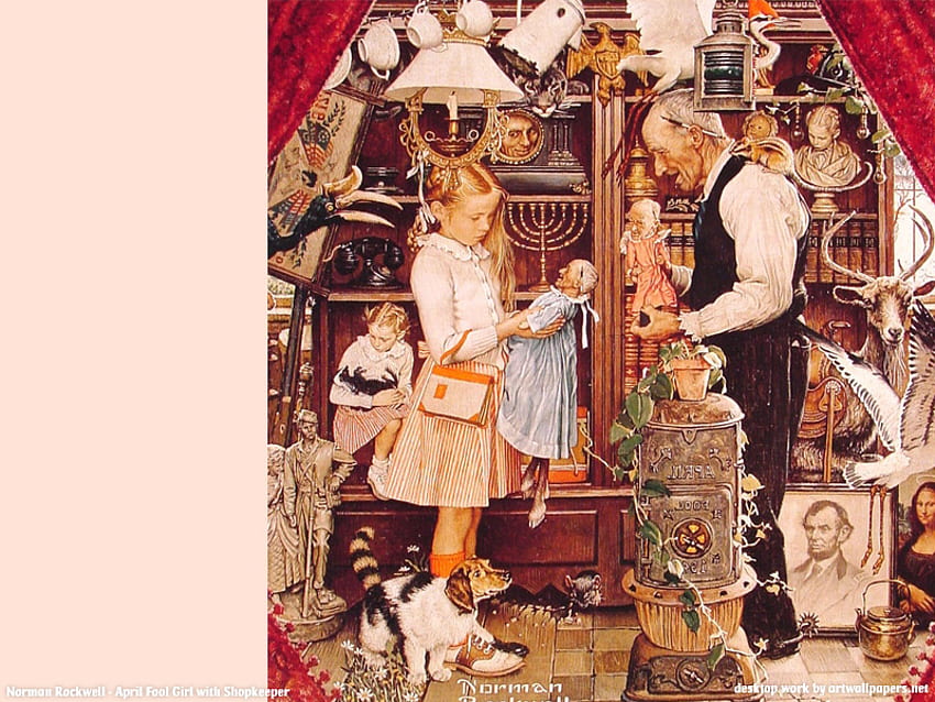 Norman Rockwell 06, shopping, stores, presents, christmas HD wallpaper