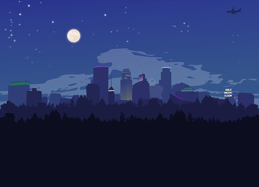 Stille Nacht, Minneapolis, Silhouette, Kunst HD-Hintergrundbild