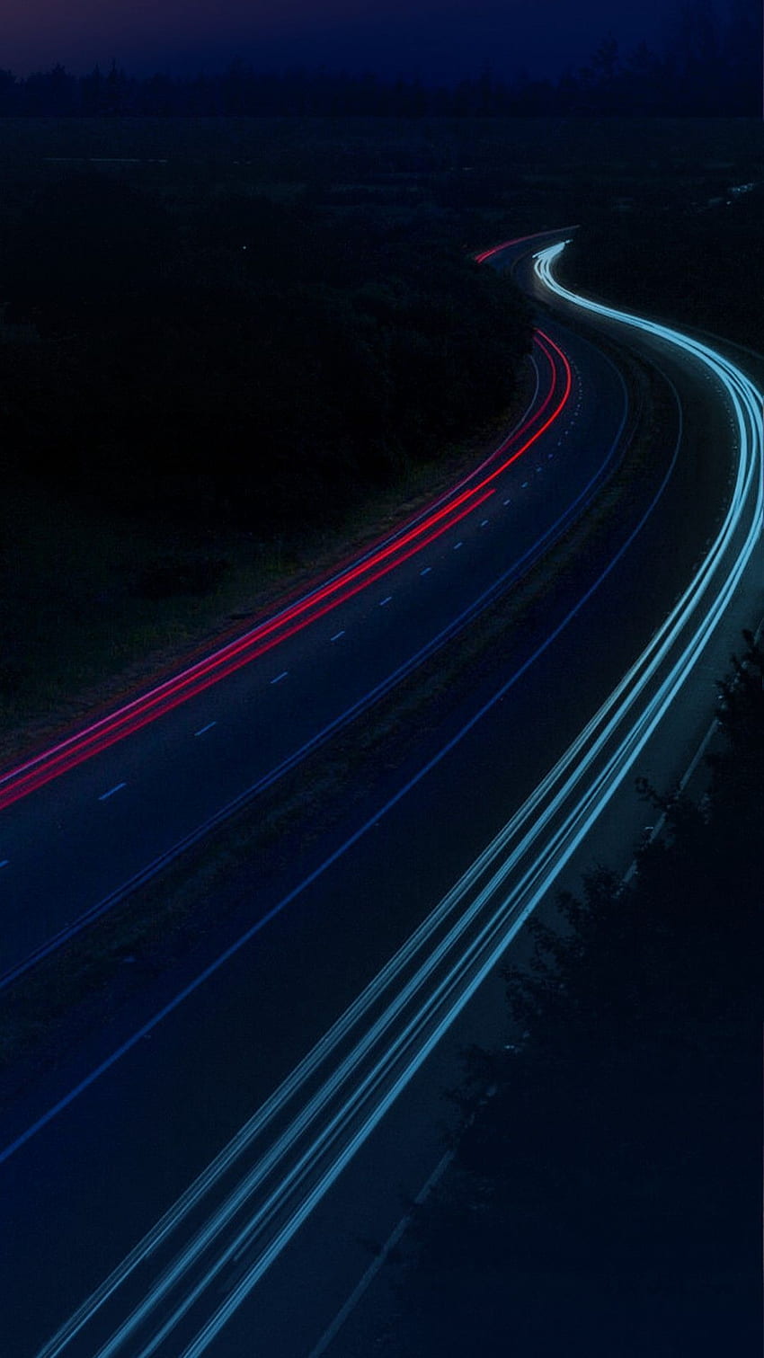 of long exposure Night graphy View of Vehicle Headlamps Light Trails background. HD phone wallpaper