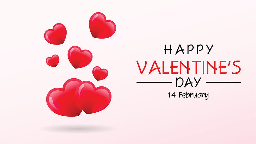Selamat Hari Valentine 14 Februari Red Hearts Light Pink Background Valentine's Day Wallpaper HD