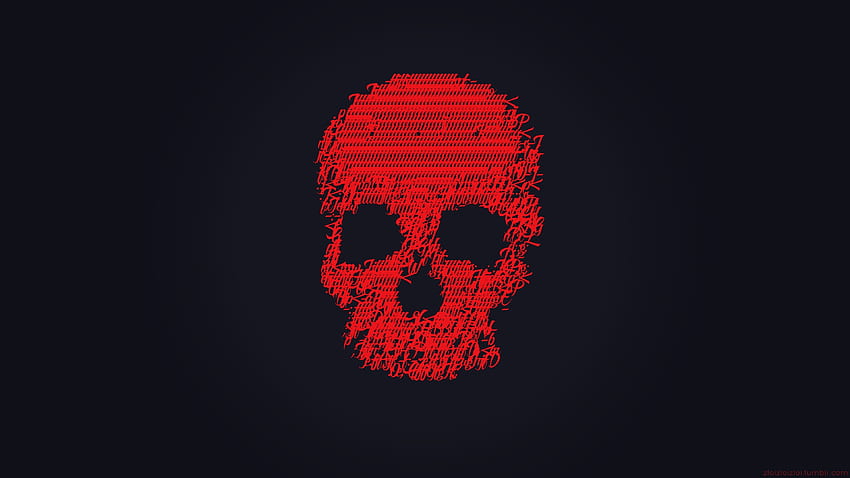 Skull, glitch art, minimal, dark red HD wallpaper