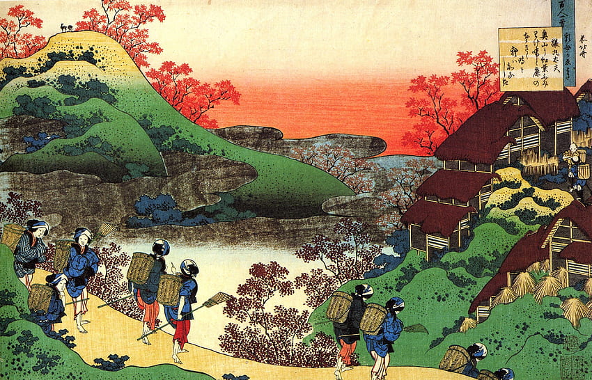 японско произведение на изкуството katsushika hokusai високо качество HD тапет