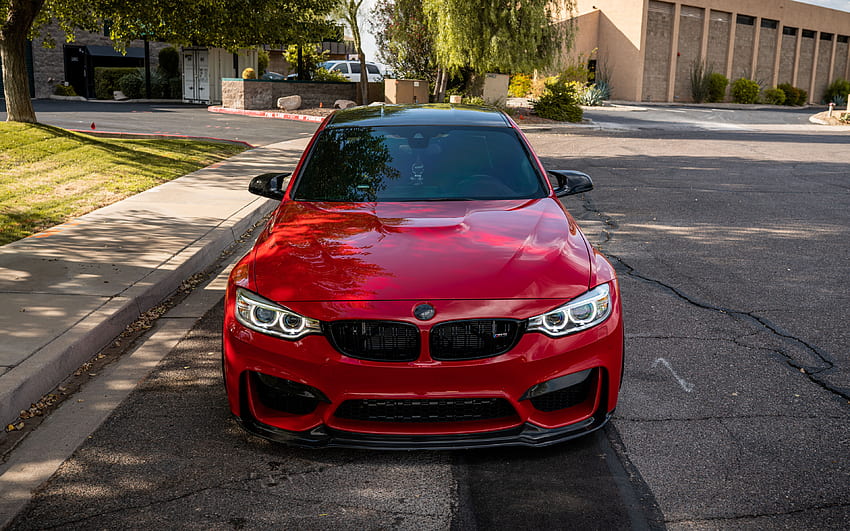 BMW M3, F80, front view, exterior, red M3 F80, tuning M3 F80, German cars, BMW HD wallpaper