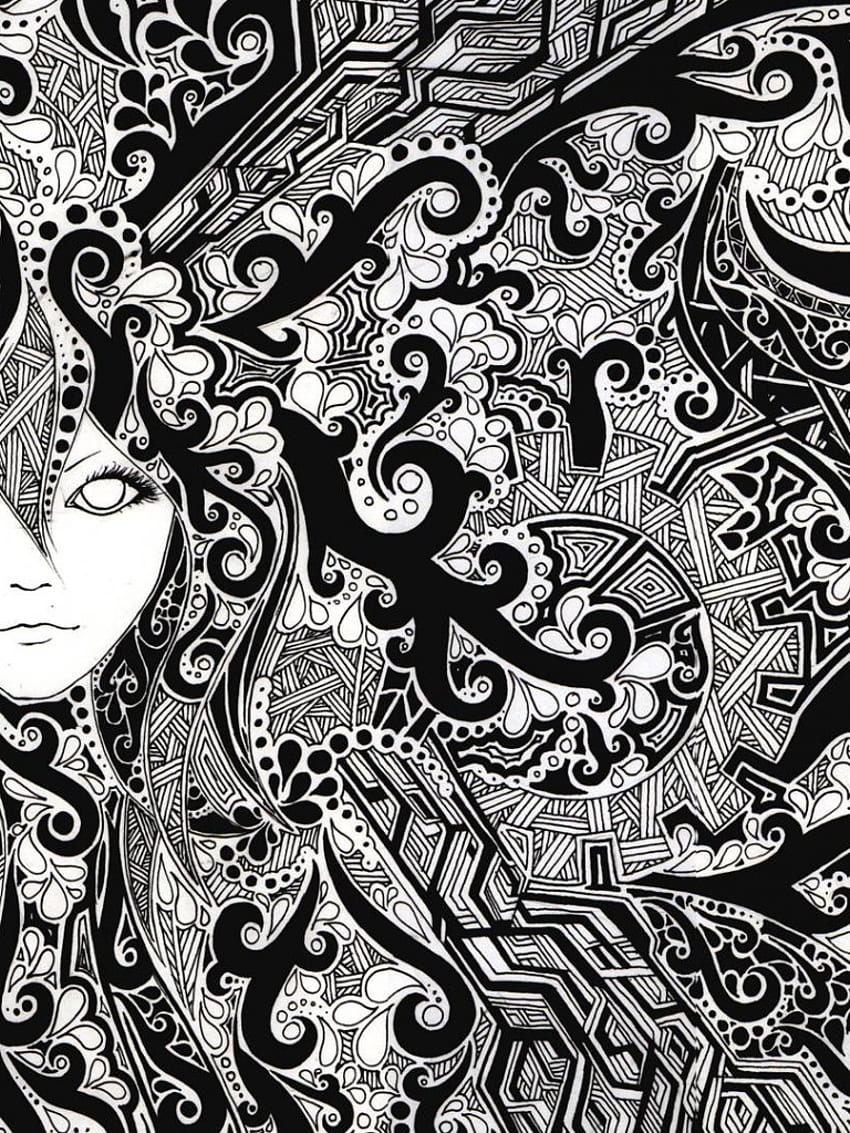 Face Psychedelic Black & White iPad HD phone wallpaper