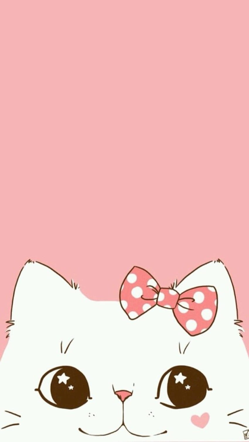 Gatos rosas de dibujos animados, Super Cute Kawaii fondo de pantalla del teléfono