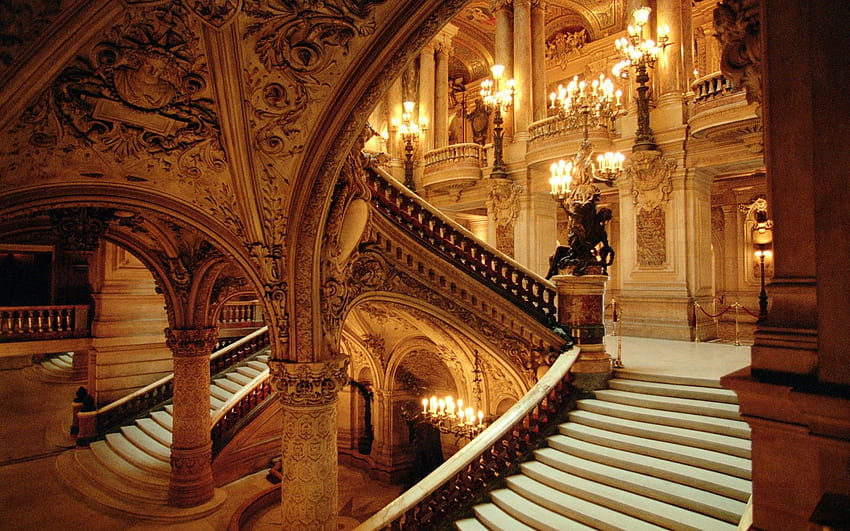 Other: Grand Staircase Ornate Interior Baroque High Quality HD wallpaper