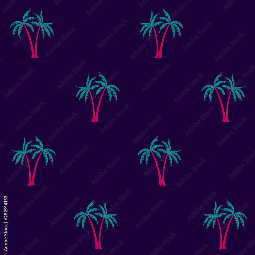 코코넛 야자수 패턴 섬유 원활한 열 대 숲 배경. 이국적인 벡터 반복 패턴입니다. 귀여운 열대 식물, 코코넛 나무, 해변 야자수 섬유 배경 디자인. 재고 벡터 HD 전화 배경 화면