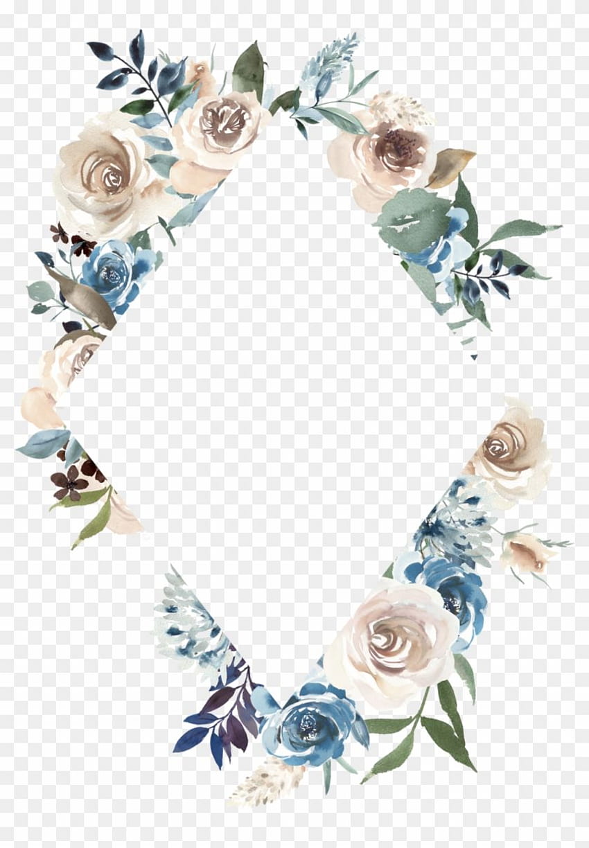 Фотки Flower Frame, Cute , Background - Wedding Invitation Blue Watercolor Flower Clipart HD phone wallpaper
