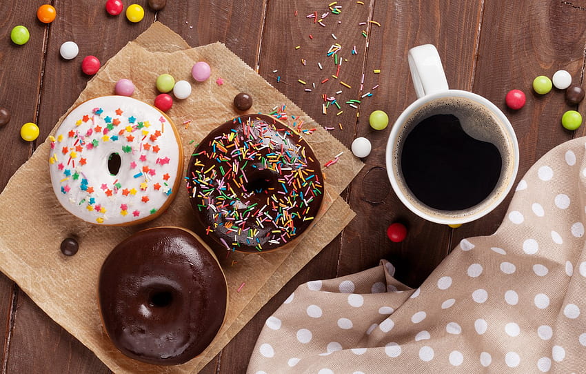 coffee, donuts, cup, coffee, donuts for , section еда HD wallpaper