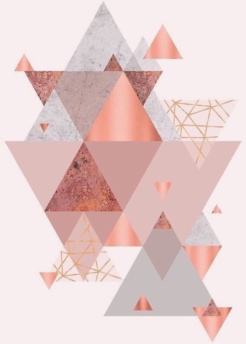 Rosa, triángulo y pared - Afiche geométrico rosa rubor - fondo de pantalla del teléfono
