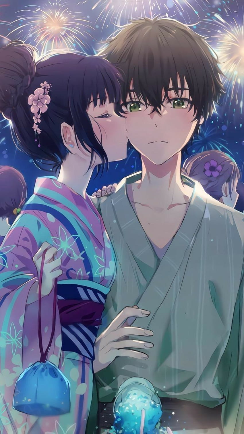 Anime Couple Animecouple Mangaanime Kiss Anime Blue Spring  Clip Art  Library