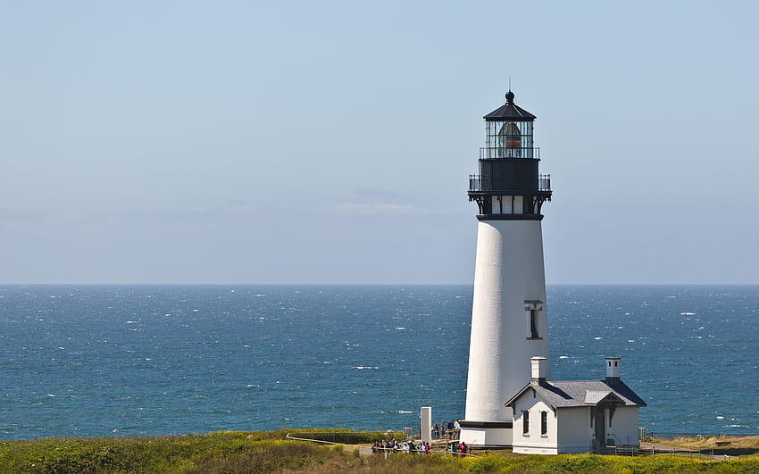 Yaquina Head Lighthouse, mare, riva, faro, oceano Sfondo HD