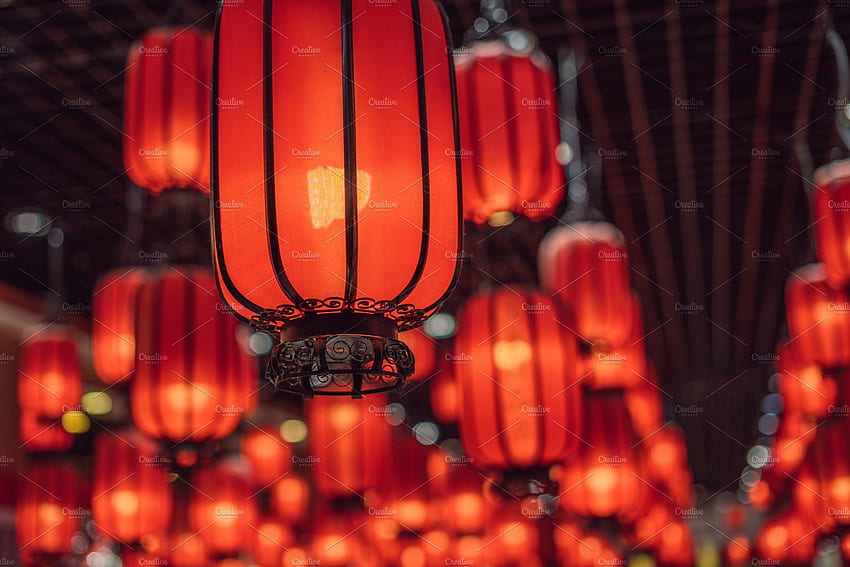 โคมไฟจีนสีแดงสำหรับวันใหม่ของจีน โคมไฟจีน, โคมไฟสีแดง, พื้นหลังสำหรับกราฟิค, โคมไฟเอเชีย วอลล์เปเปอร์ HD