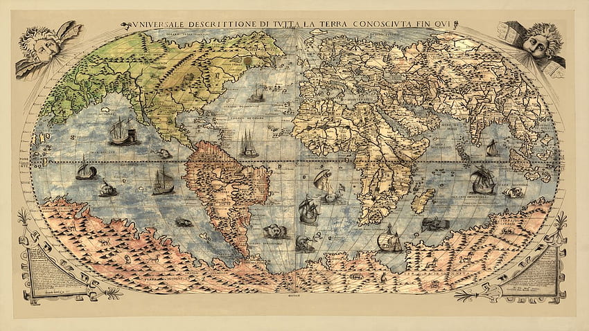 Starożytna mapa, stara mapa Tapeta HD