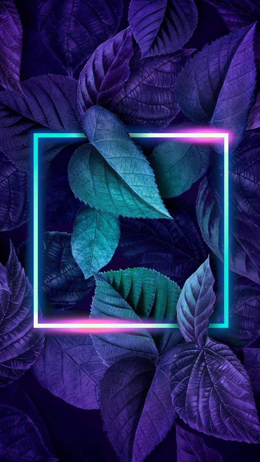 블루 네온 잎, 네온 식물 HD 전화 배경 화면