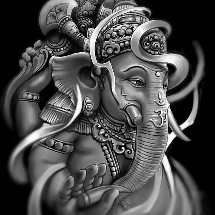 Lord Ganesha Ganesha Tattoo - - - Wskazówka, Ganesh czarno-biały Tapeta na telefon HD