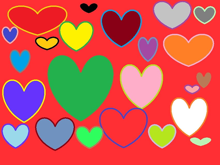 corações, formas, cores, feitos papel de parede HD