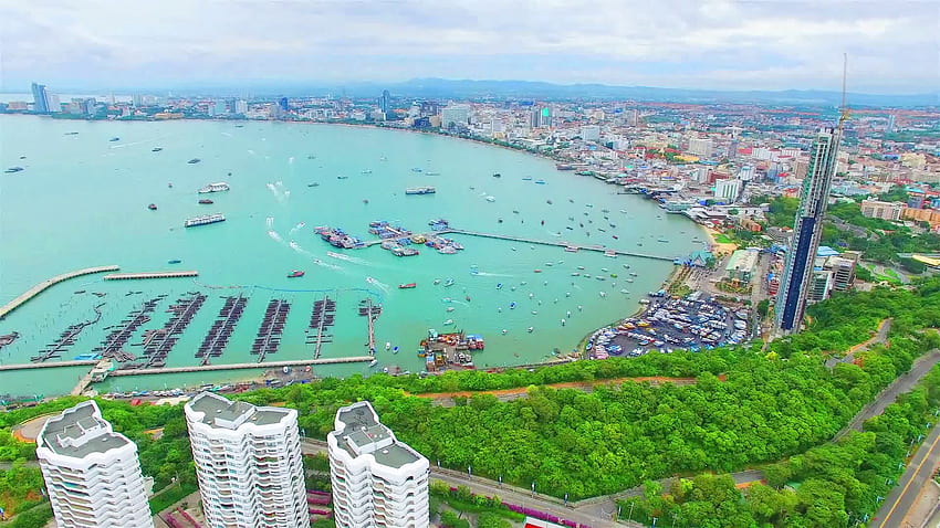 มุมมองทางอากาศที่ดีที่สุดของทะเลพัทยาประเทศไทย 8 + วอลล์เปเปอร์ HD
