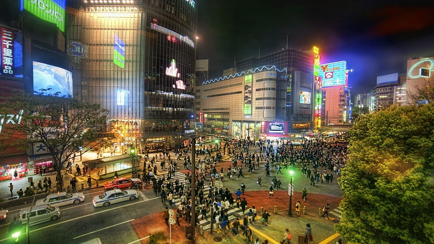 intersección, Asia, Japón, Tokio, Japan City Street fondo de pantalla