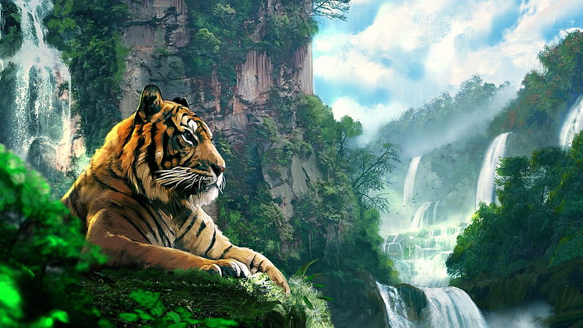 Malarstwo artystyczne, sztuka japońskiego tygrysa Tapeta HD