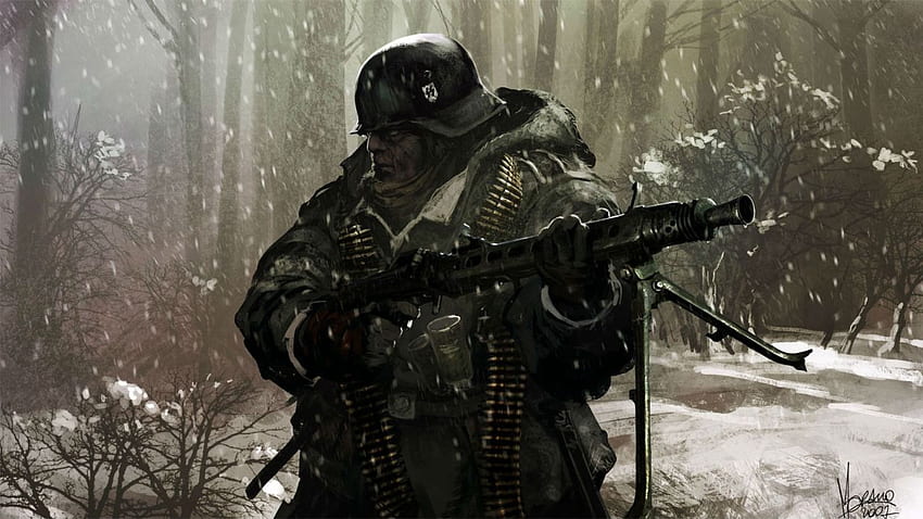 Nazi soldier battle weapons weapon military winter snow ., Epic Military HD wallpaper
