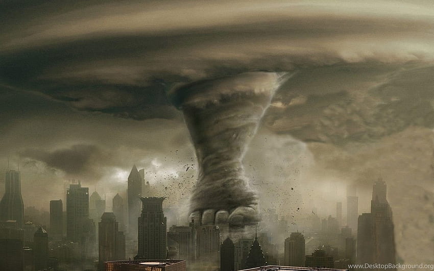 Paisagens urbanas, tempestade, punhos, tornados, vórtice, fundo de detritos papel de parede HD