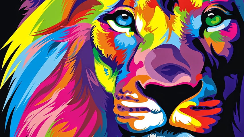 Colorful Lion scaled - High Resolution, Ultra Lions HD wallpaper