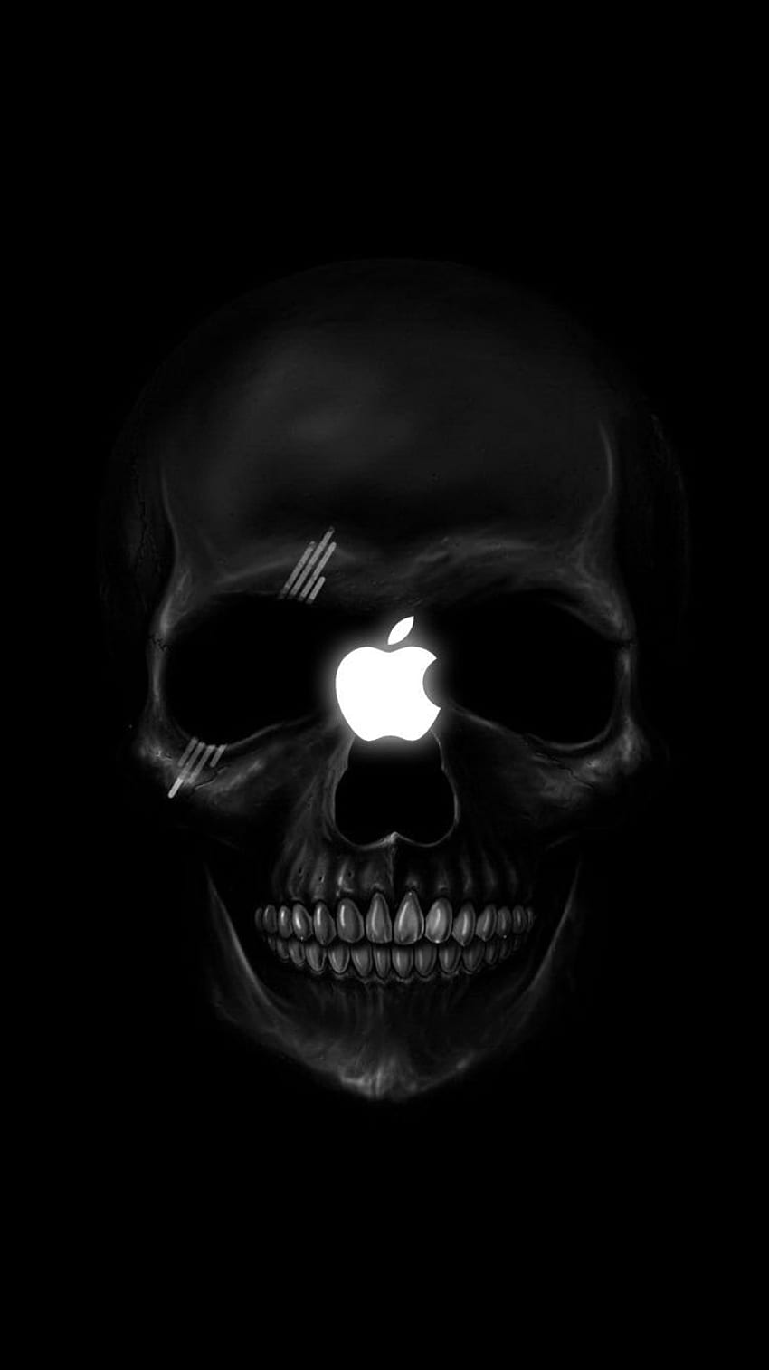 Alex omahony em fundo preto. Apple , logotipo do iPhone, logotipo da Apple iphone, crânio Apple Logo Papel de parede de celular HD